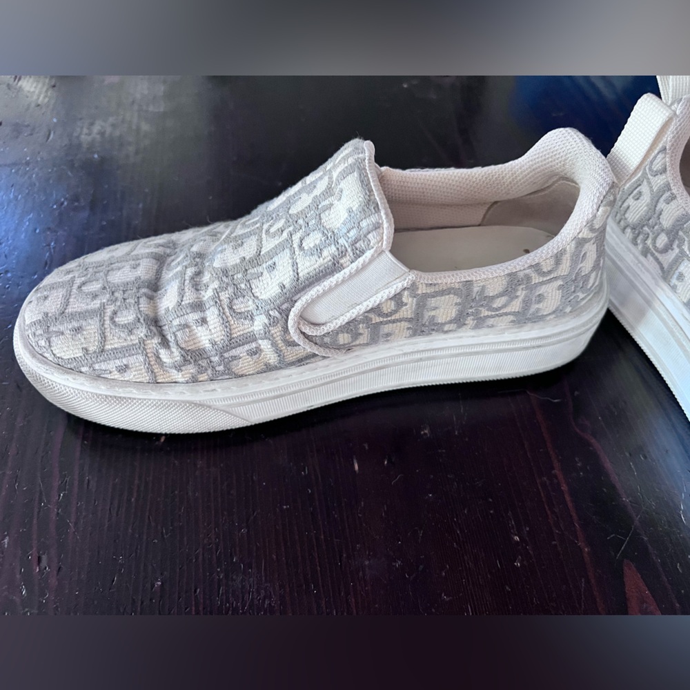 Christian Dior Solar Oblique Grey White slip on women’s sz 37 6.5-7 - Picture 5 of 16